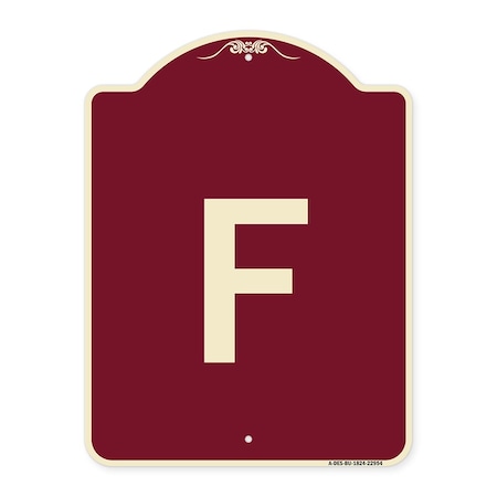 Signmission Designer Series Sign W/ Letter F, Burgundy Heavy-Gauge Aluminum Sign, 24" x 18", BU-1824-22954 A-DES-BU-1824-22954